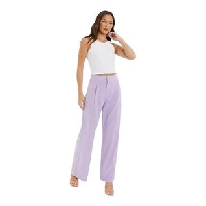 Quiz Lilac Linen Palazzo Trousers Women’s Wide Leg Pants Size 4 NWT